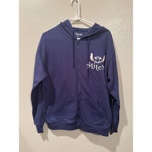 Disney Stitch State of Mind Blue Full Zip Jacket Hoodie M